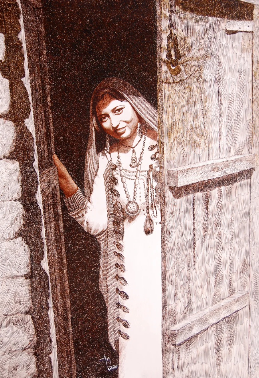 Master piece pen and ink artwork by Asif Ghayaz